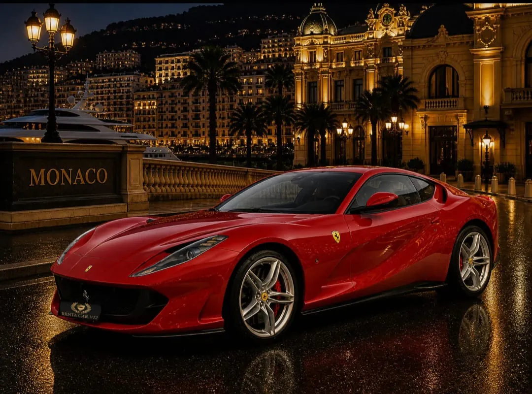Ferrari rojo de alquiler de lujo en Mónaco