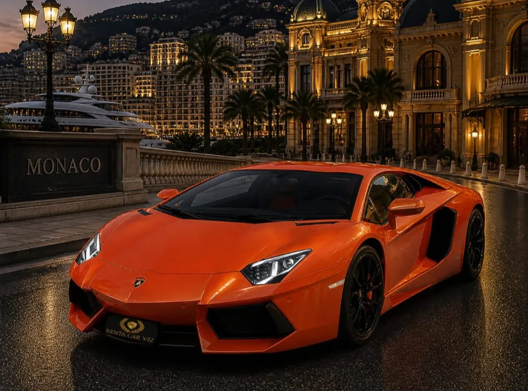 Lamborghini naranja de alquiler en Mónaco